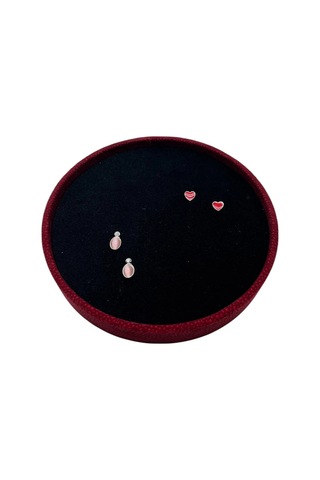 Silindir Model Süet Kumaş 20/20 Cm Batırmalı Siyah-kırmızı Küpe-piercing Tablası
