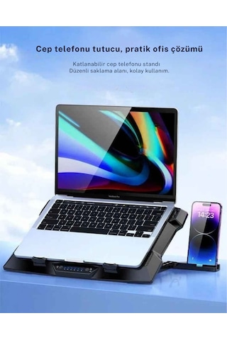 Monozone Z33 Işıklı Laptop Soğutucu 8 Fanlı 17İnç Yükseklik Ayarlı Stand Sessiz Notebook Soğutucu