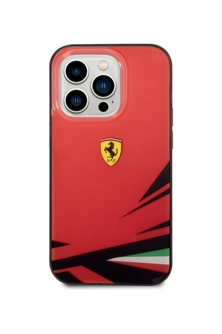 İphone Uyumlu 14 Pro Max Kılıf Ferrari Sarı İtalyan Bayrak Baskılı Dizayn Kapak Kırmızı