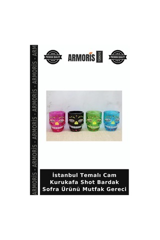 İstanbul Temalı Cam Kurukafa Shot Bardak Sofra Ürünü Mutfak Gereci