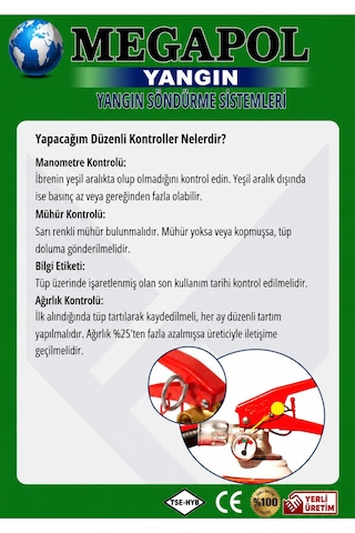 6 Kg Kkt Tozlu Yangın Söndürme Cihazı, Tüp Levhaları Ve Askı Parası, Yangın Söndürme Cihazı,