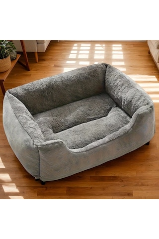 Honeybeeshop Rahat Evcil Hayvan Yatağı Yumuşak Peluş Köpek Yuvası Küçük Ve Orta Boy Köpekler İçin Gri Kare Yuva Yüksek Kalite Xxl Boyut 80x60cm
