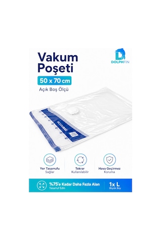 Vakumlu Poşet 50x70 Cm L Boy Yorgan Battaniye Hurç Giysi Saklama Torbası 1 Adet Şeffaf