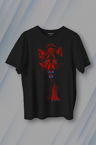 Bozkurt Kurt Kafası Wolf Bordo Mavi Trabzon Baskılı Tişört Unisex T-shirt 001