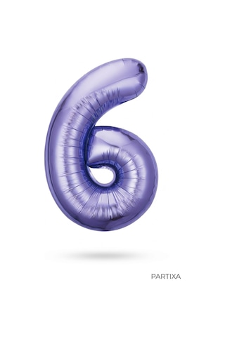 32 İnç Mor Rakam 6 Folyo Balon Çok Renkli