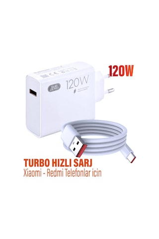 120w Turbo Hızlı Şarj Aleti Xiaomi - Redmi Telefon Ve Tabletler İçin