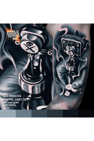 A.d Pancho Pastel Greys 6'lı Set - World Famous Ink Dövme Boyası - 1oz/30ml