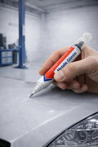 Gri Oto Rötuş Boya Kalemi 5 Ml Metalik Renkli Araç Çizik Kapatıcı