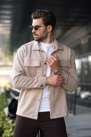 Madmext Bej Cep Detaylı Gömlek Ceket 6748 Bej