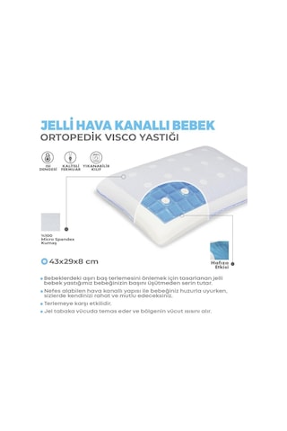 Viscofoam Terletmeyen Hava Kanallı Ortopedik Bebek Yastığı Jelli Hava Kanallı Visco Bebek Yastığı