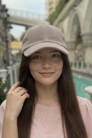 Mollycrush Kadın Mevsimlik Fitilli Kadife Bej Şapka Günlük Ayarlanabilir Beyzbol Kep Bej