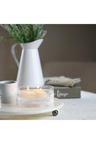 Akayev Mermer 28 CM Füme Boncuk Ayaklı Beyaz Yuvarlak Sunumluk