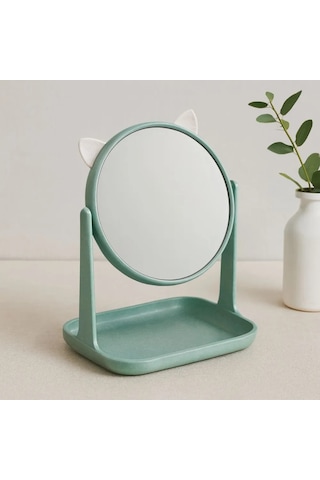 Jenerik Yuvarlak 15 Cm Plastik Makyaj Aynası Kulaklı, Sepetli Çok Renkli