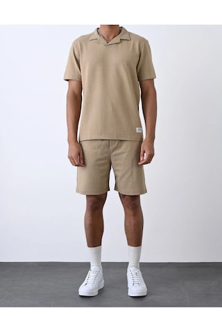 Lulikwear Bej Basic Erkek Şort Takımı Bej