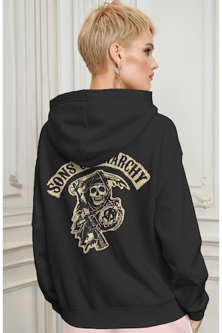 Sevbano Sons Of Anarchy Rock Metal Müzik Grubu Sırt Baskılı Unisex Oversi Siyah