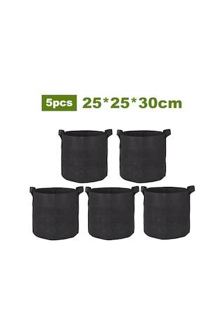Padalink Siyah Doku Bitki Yetiştirme Çantaları - Sebze Fidanı Bahçe Bitkileri İçin 5 Adet 25x25x30cm
