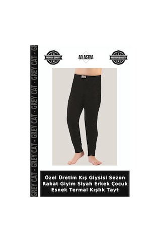 Grey Cat Özel Üretim Kış Giysisi Sezon Rahat Giyim Siyah Erkek Çocuk Esnek Termal Kışlık Tayt