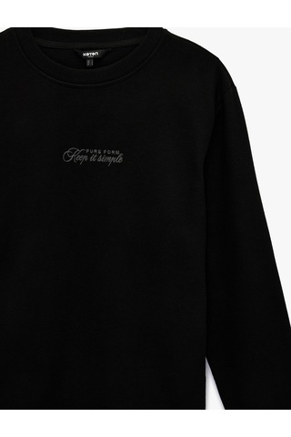 Koton Regular Fit Uzun Kollu Baskılı Bisiklet Yaka Sweatshirt Siyah 6sam70017mk Siyah