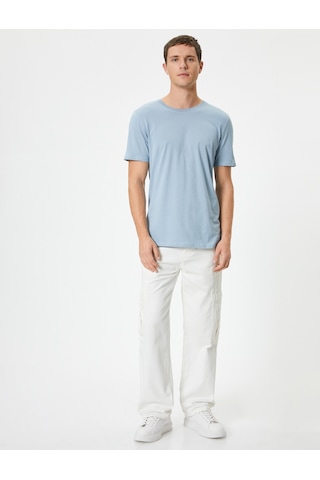 Koton Basic Tişört Slim Fit Bisiklet Yaka Kısa Kollu Mavi 4sam10842hk Mavi