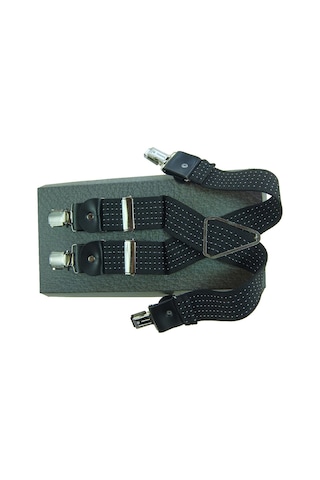 Siyah Puantiyeli Pantolon Askısı 4 Klipsli Siyah Beyaz