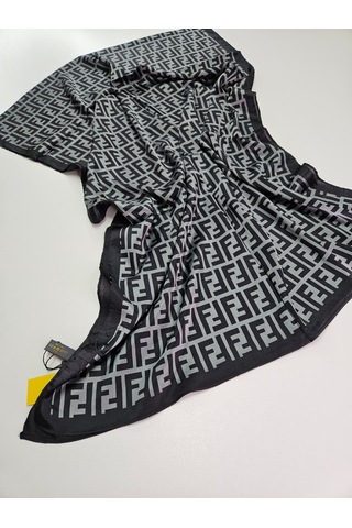 Miorel Scarfs F Desen İthal Vual İpek Şal Aksesuar Fular Silk Scarfs Shawl Hijab Gri