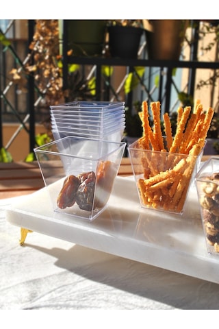 10 Adet 200 Ml Mika Magnolya Kase Plastik Tatlı Sunum Kabı Dondurma Puding Meze Salata Cup Şeffaf