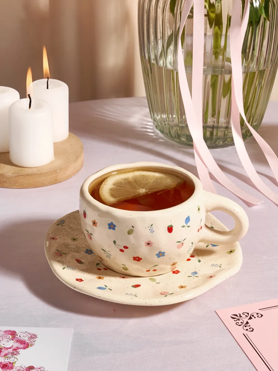 Teplo V Rukah El Yapımı Fincan Ve Tabak Seti Çay Takımı 254715670 Bej