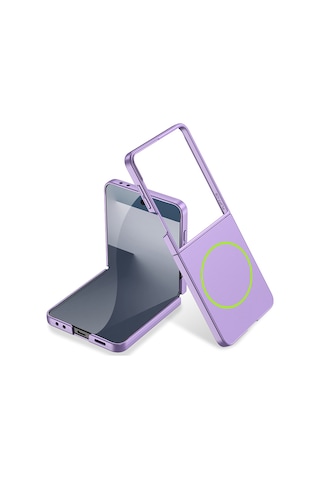 Samsung Galaxy Uyumlu Z Flip 7 Kılıf Wireless Şarj Özellikli Mkst Kıpta M-safe Kapak - Gümüş Gümüş