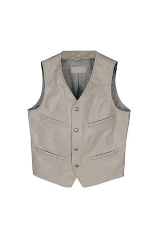 Vashion Hakiki Deri Gri Yelek