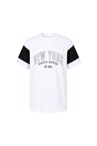 Trender New York Baskı Beyaz Erkek Çocuk T-shirt 8030