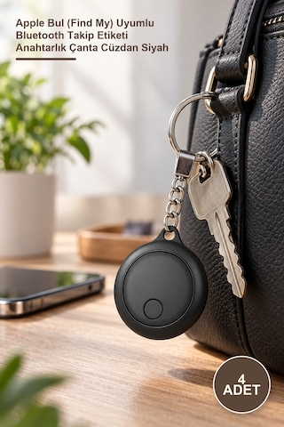 Gps Takip Cihazı Apple Bul Find My Uyumlu Bluetooth Takip Etiketi, Tracker/tag, Anahtar Cüzdan Çanta Takibi, Siyah Yuvarlak Tasarım