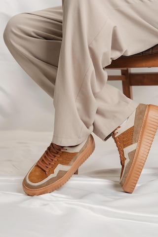 Shoetyle - Taba Hakiki Süet Bağcıklı Erkek Sneaker 115-k502-1333 Taba