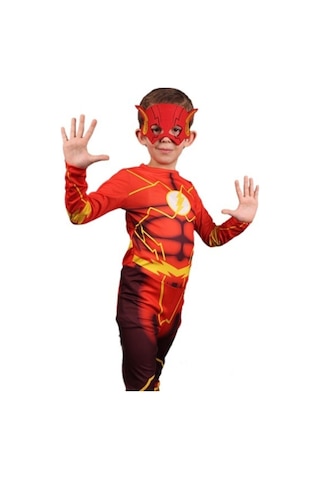Erkek Çocuk Kırmızı Maskeli Flash Kostümü Nocolor
