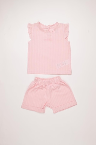 Pierre Cardin Pamuk Kız Çocuk Yazlık Dokuma Şortlu Takım 303789 Pembe