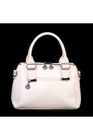 Nas 1455 Kadın Taşlı El Ve Omuz Çantası Krem Siyah