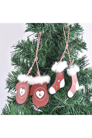 Noel Ağacı Süsleri Mini Ahşap Eldiven Çoraplar Giysiler Şapka Kızak Kayak Asılı Süsler Etiketler Tatil