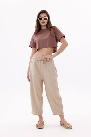 Genius Store Kadın Şalvar Cepli Ayrobin Şalvar Pantolon Ayarlanabilir Beli Lastikli Pantolon Kadın-şalvar Bej