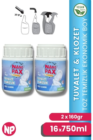 Tuvalet & Klozet Temizlik Tozu Ekonomik Bebek Boy 2 X 160gr