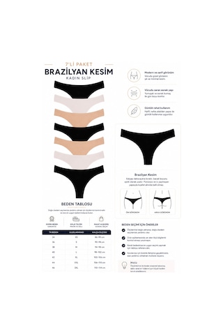 Sebatingo Kadın Brazilyan Külot Pamuklu Çok Renkli 7 Li Paket