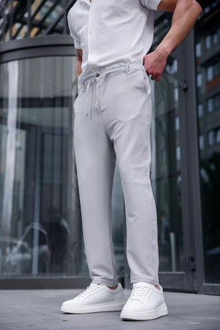 Erkek Taş Renk Likralı Kumaş Jogger Pantolon-1756 Taş