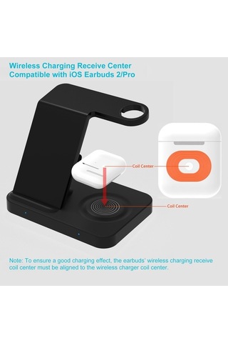 Pazly F16 5'i 1 Arada Kablosuz Şarj İstasyonu 15w, 9v/3a Giriş, Siyah