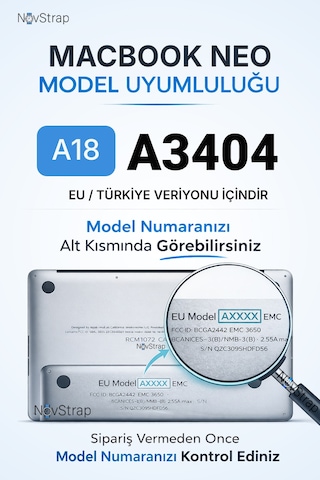 Novstrap Apple Macbook Neo 13 İnç A18 Çip A3404 İle Uyumlu Türkçe Q Gri Füme Silikon Klavye Koruyucu Kılıf