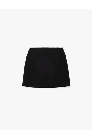 Koton Slim Fit A Kesim Tüvit Mini Etek Siyah 6wak70013ew Siyah