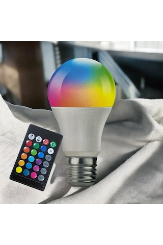Tr Tek-iş Akıllı Led Ampul, 16 Renk, 9 Watt, E27 Duy, Uzaktan Kumandalı