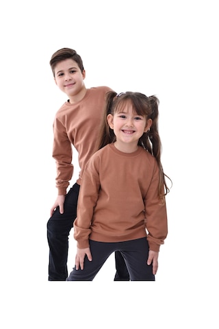 2'li Basic Şardonlu Çocuk Sweatshirt 3-10 Yaş Hardal-antrasit Haki - Kahverengi