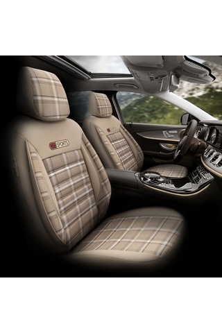 Gti Sports Design Oto Koltuk Kılıfı Ekstra Destekli Özel Jacquard Kumaş Tam Set - Bej