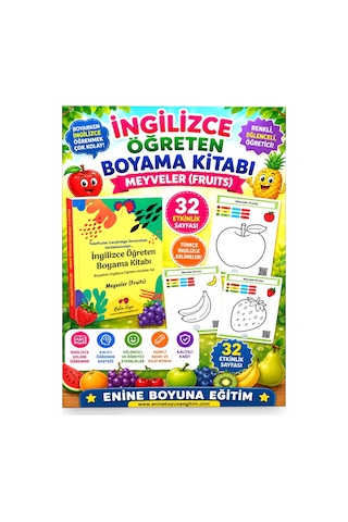 İngilizce Öğreten Boyama Kitabı (Meyveler)