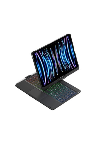 Cosmotex Newface iPad Uyumlu Pro 11 2024 F11 Ats Kılıf Magic Dönen Klavyeli Tablet Kılıf - Siyah