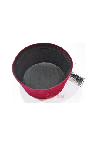 Kadife Fes Şapka Bordo 17cm 1-12 Yaş
