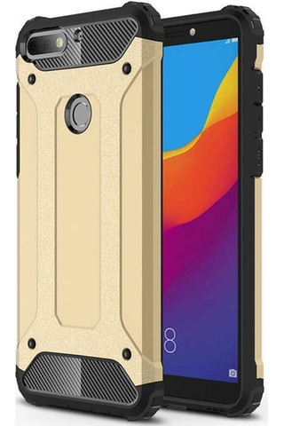 Noktaks - Huawei Uyumlu Huawei Y7 2018 - Kılıf Çift Katman Zırh Tank Crash Military Kapak - Rose Gold